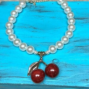 Elegant Pearl and Cherry Necklace